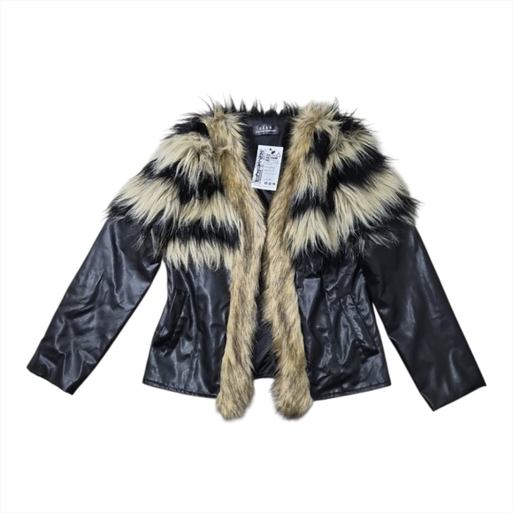 Ravens & Rockers Jackets & Blazers - Ravens & Rockers Faux Fur Pleather Jacket Size Small